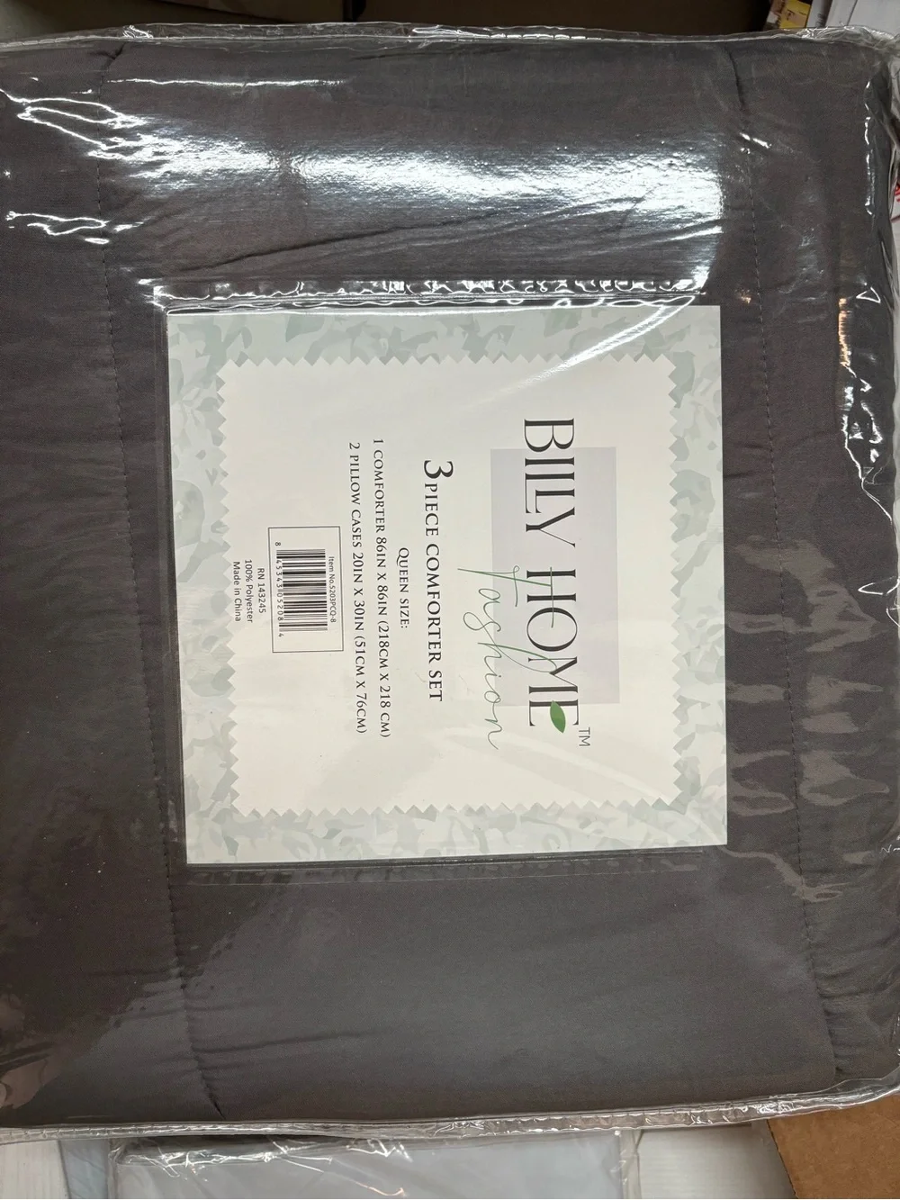 Billy Home Fashion 3-Piece Queen Comforter Set - Gray
